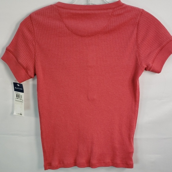 RALPH LAUREN POLO CROP NECK BUTTON DOWN T-SHIRT 5 - Picture 5 of 5